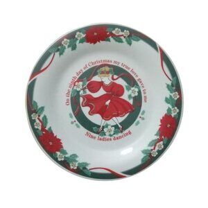 Tienshan Deck The Halls Christmas Plate Nine Ladies Dancing 7.5"